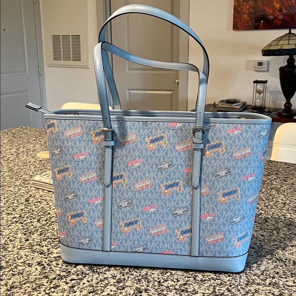 Michael Kors Light Blue Logo Print Tote.Beautiful design.OP 358 - Picture 2 of 4